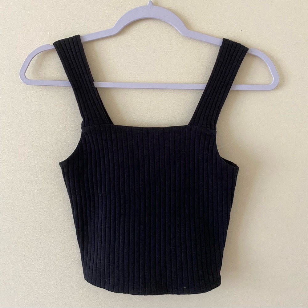 American Eagle Outfitters XS Soft & Sexy Black Ribbed Crop Tank Top